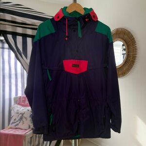 Columbia 90’s vintage colour block Purple and Neon Pink Ski Anorak jacket EUC